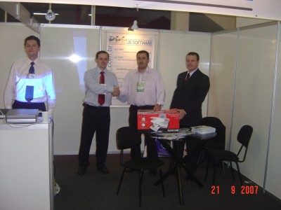 Ganhador da impressora, segundo da direita para esquerda, Sr. Pedro Paulo Rodrigues de Curitibanos - SC